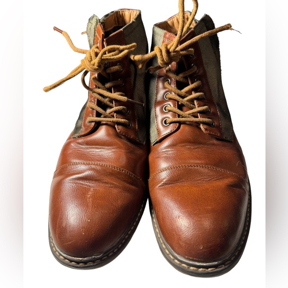 Retro Steve Madden Brown & Gray Zip Side Men’s 10 Boots - Picture 2 of 9